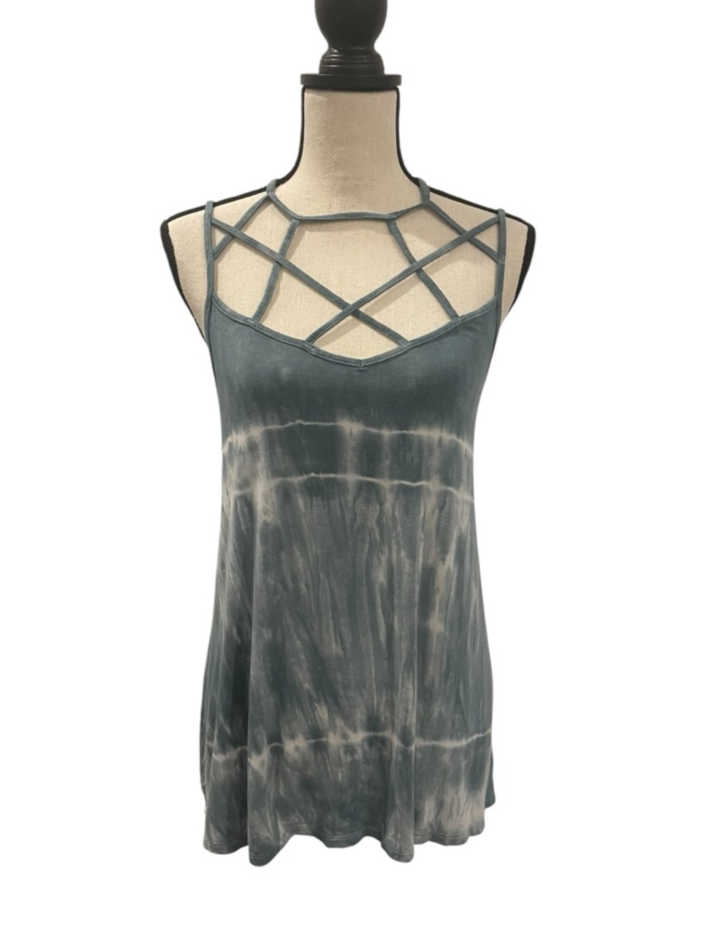 American Eagle Outfitters Blue Grey Tie-Dye Strappy Tank